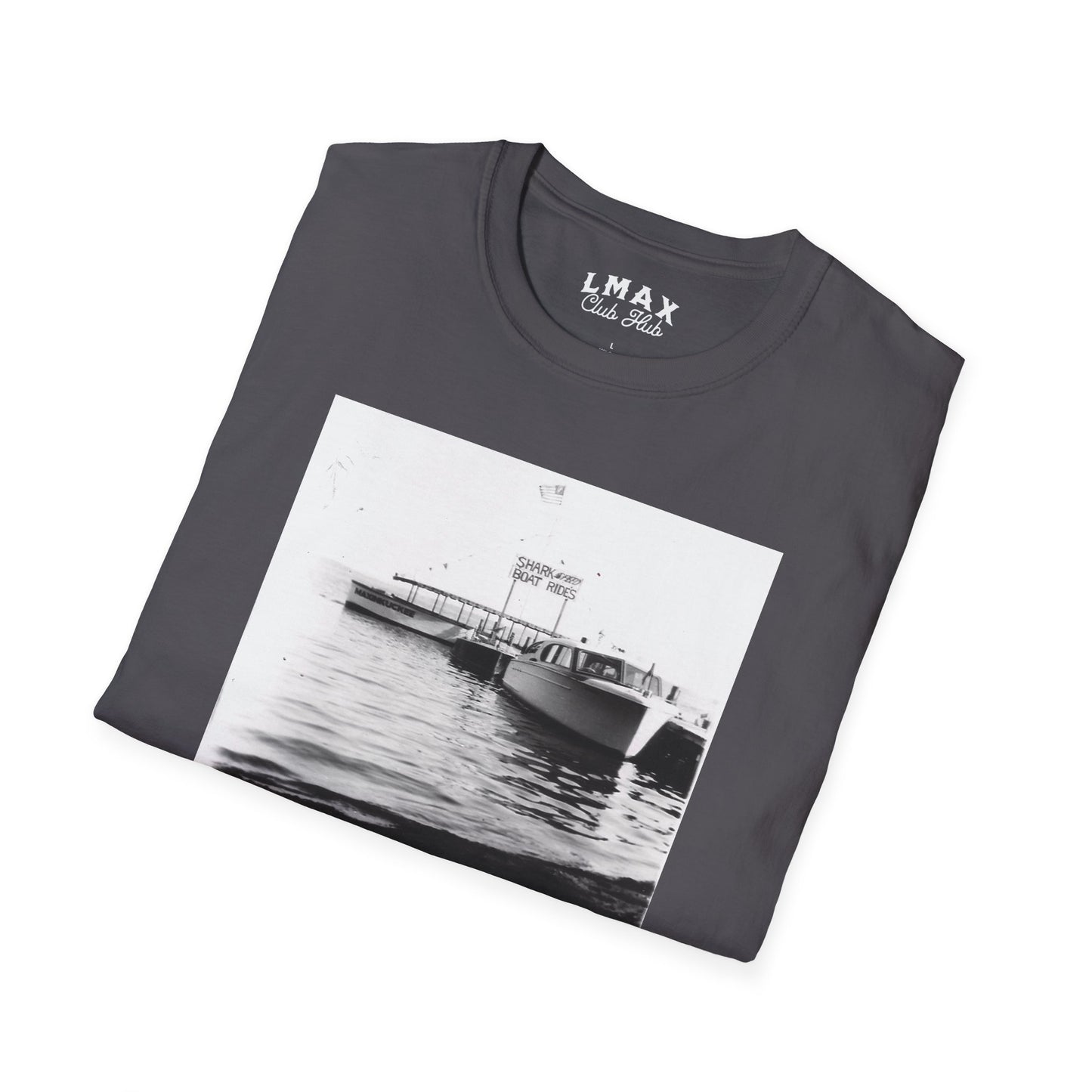 Shark Speedboat Rides on Lake Maxinkuckee, Culver, Indiana, vintage photo, Unisex Softstyle Tee