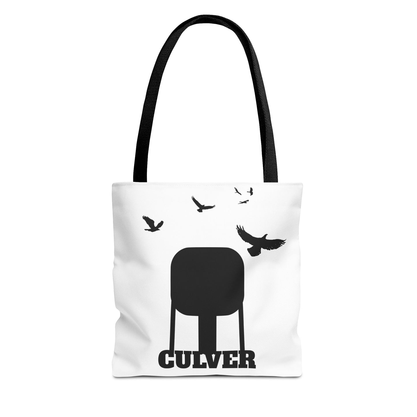 Culver Water Tower with Turkey Vultures in Black Silhouette Tote Bag (AOP)