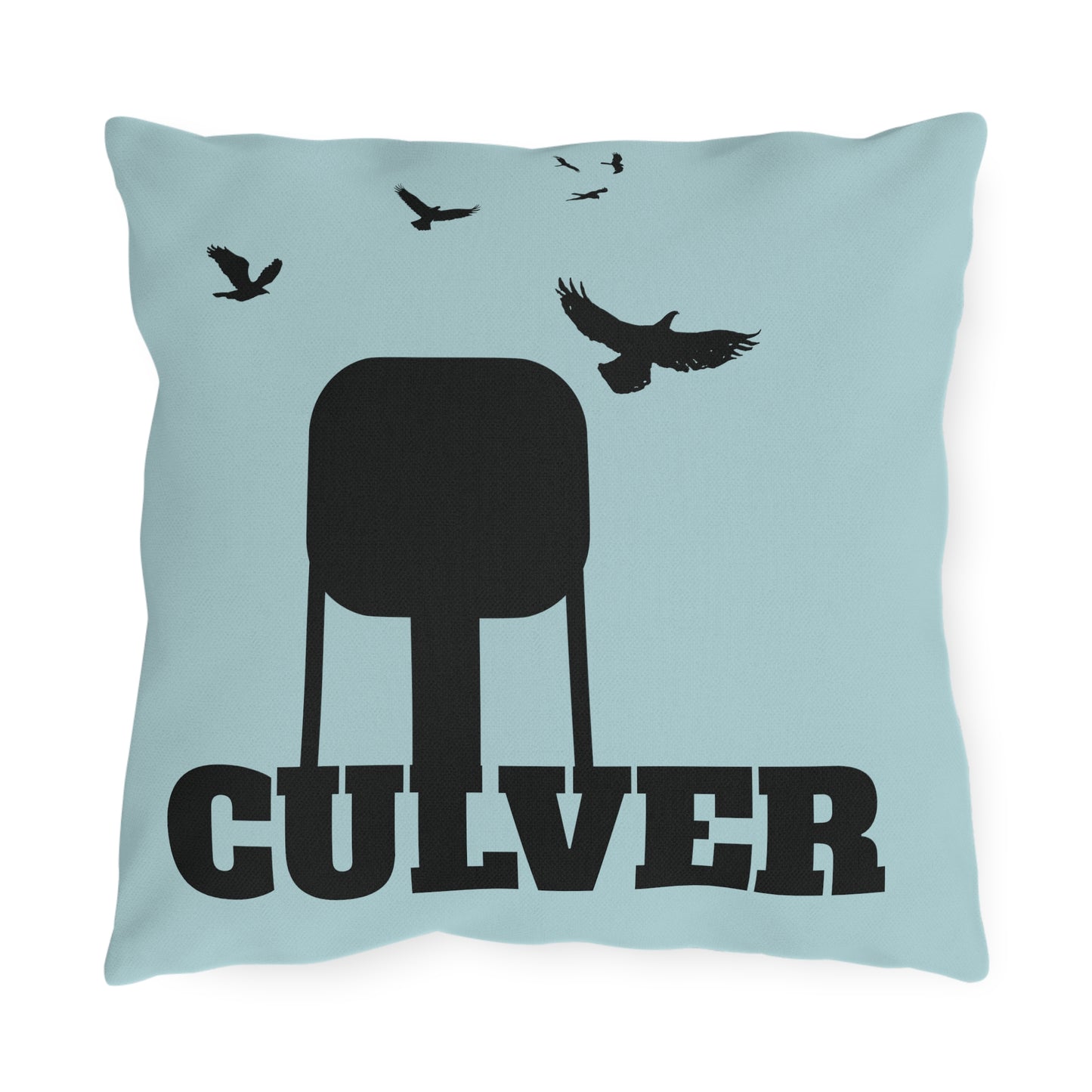 Culver Water Tower Turkey Vultures Outdoor Pillow