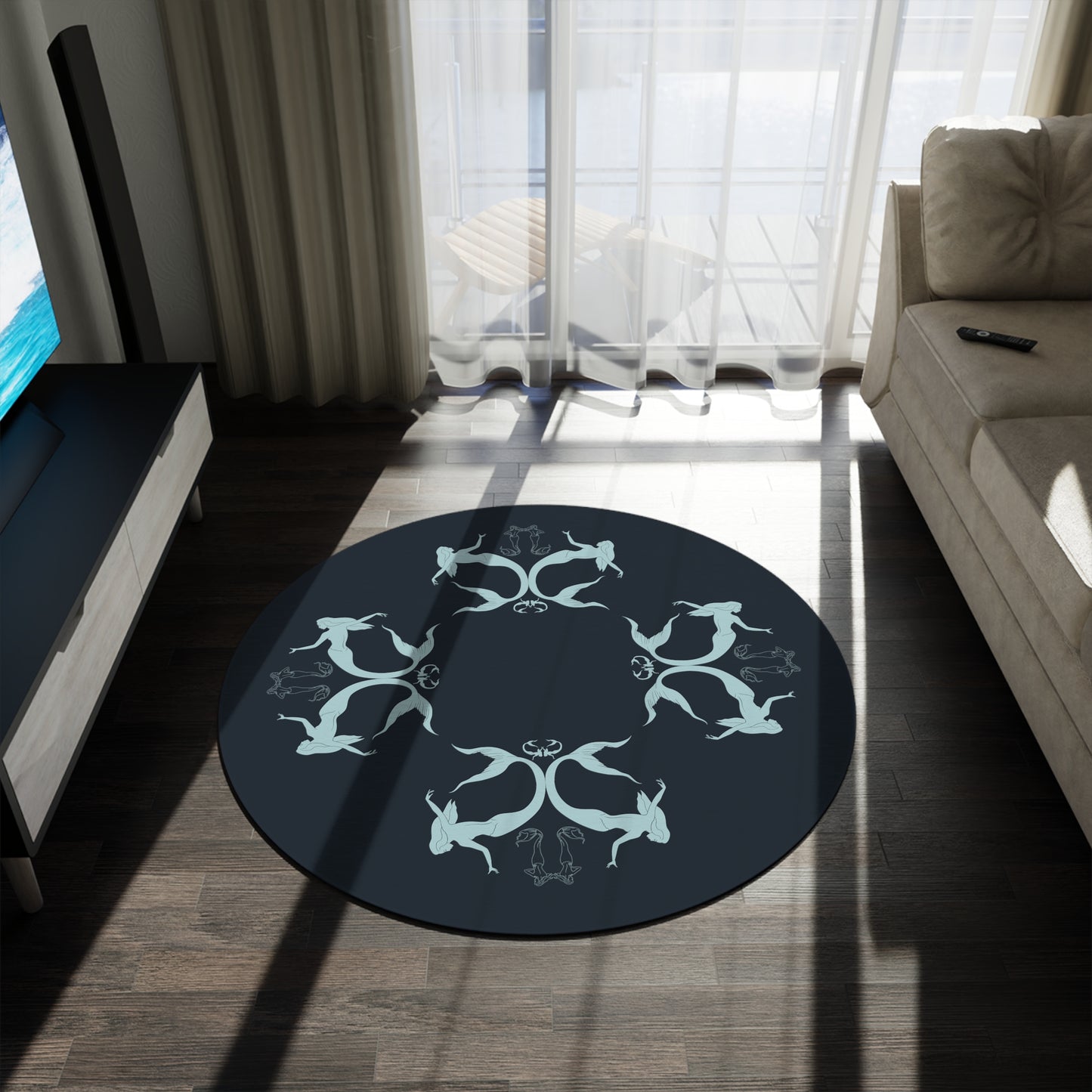 Mermaid Silhouettes (TWINSIES) Round Rug