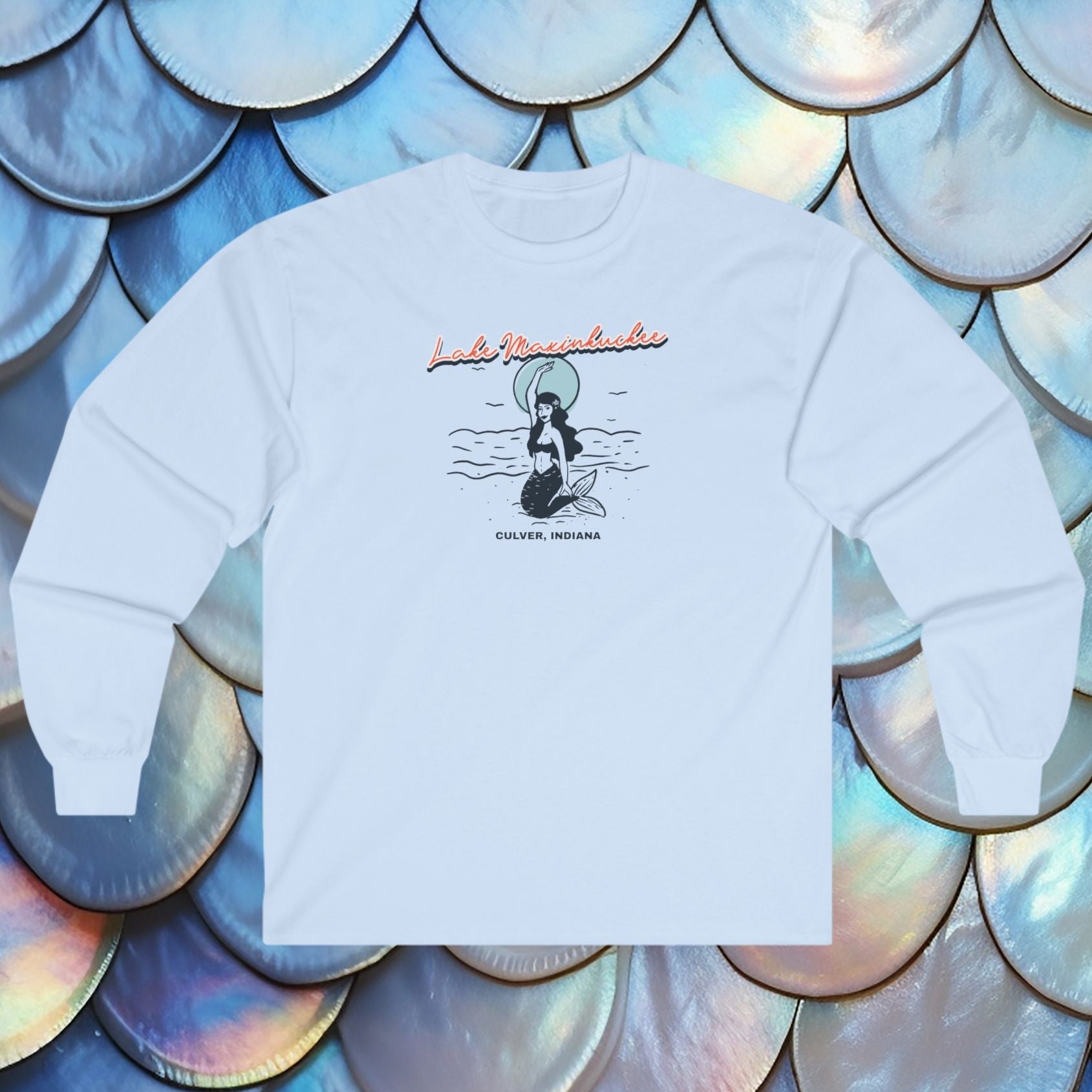 Lake Maxinkuckee Culver Indiana Mermaid Waving Long Sleeve Shirt
