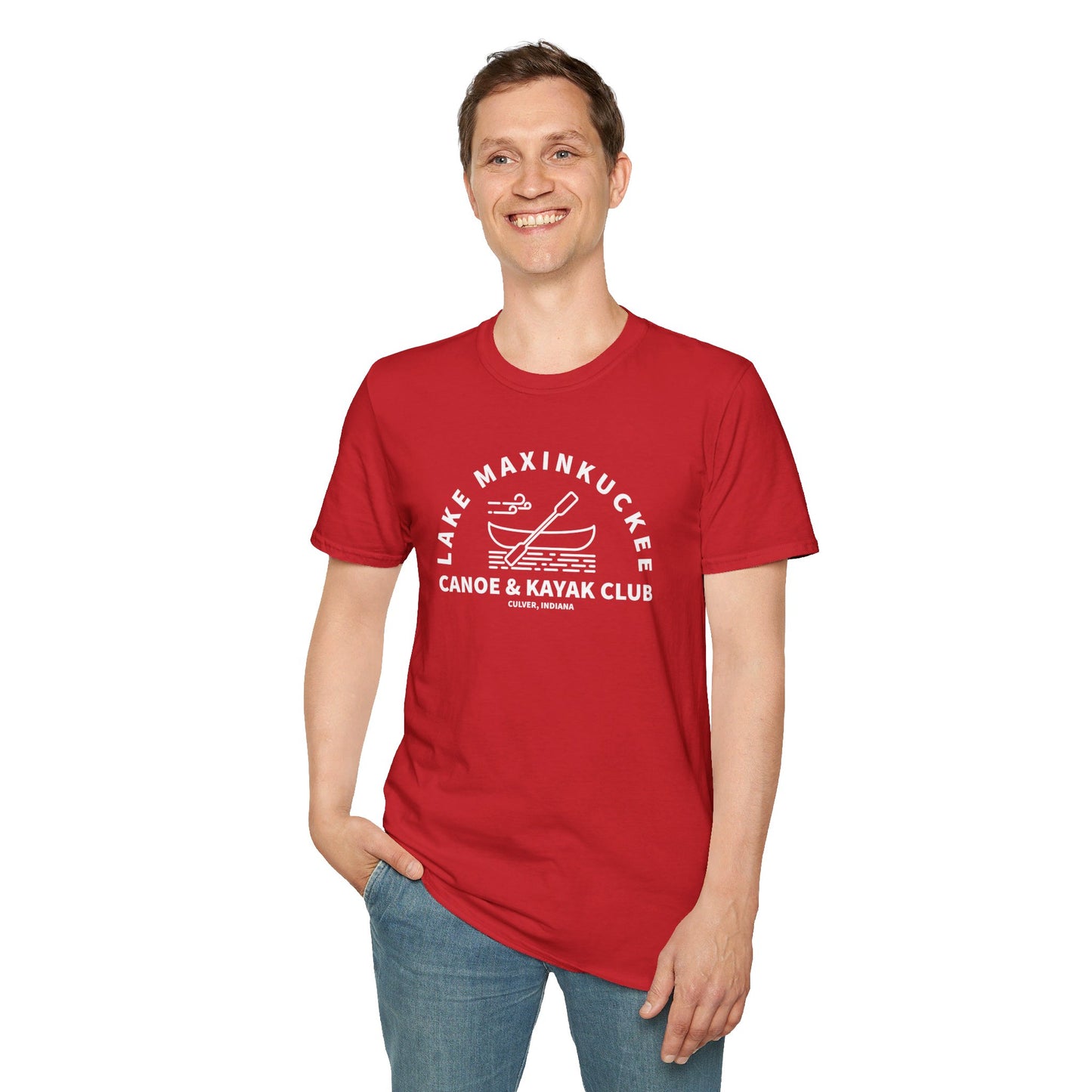 Lake Maxinkuckee Canoe & Kayak Club White Print Unisex Softstyle T-Shirt