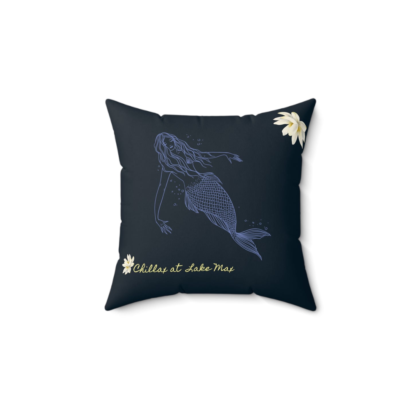 Chillax at Lake Max Drifter Mermaid Spun Polyester Square Pillow