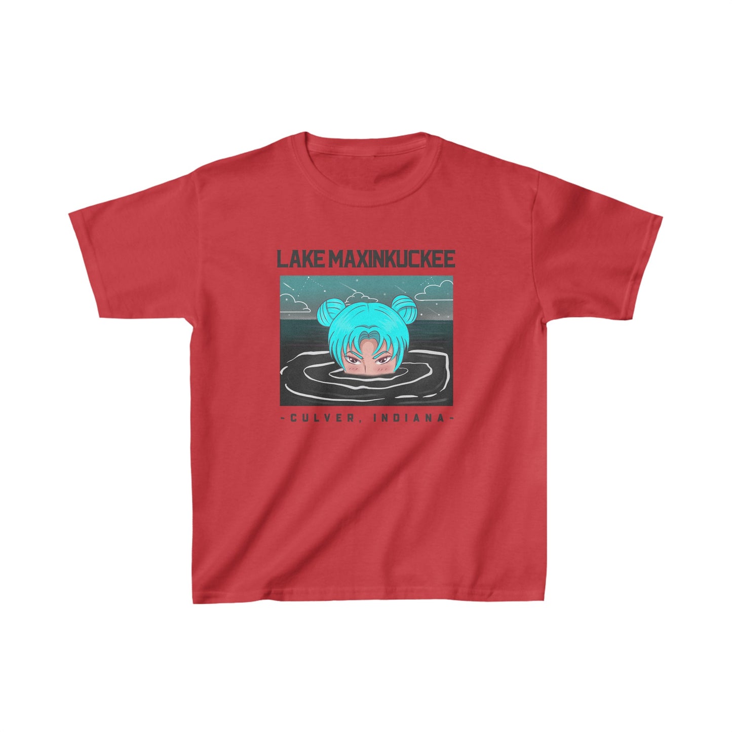 Lake Life Lake Maxinkuckee Culver Indiana Soaking Girl Graphic Kids Heavy Cotton™ Tee