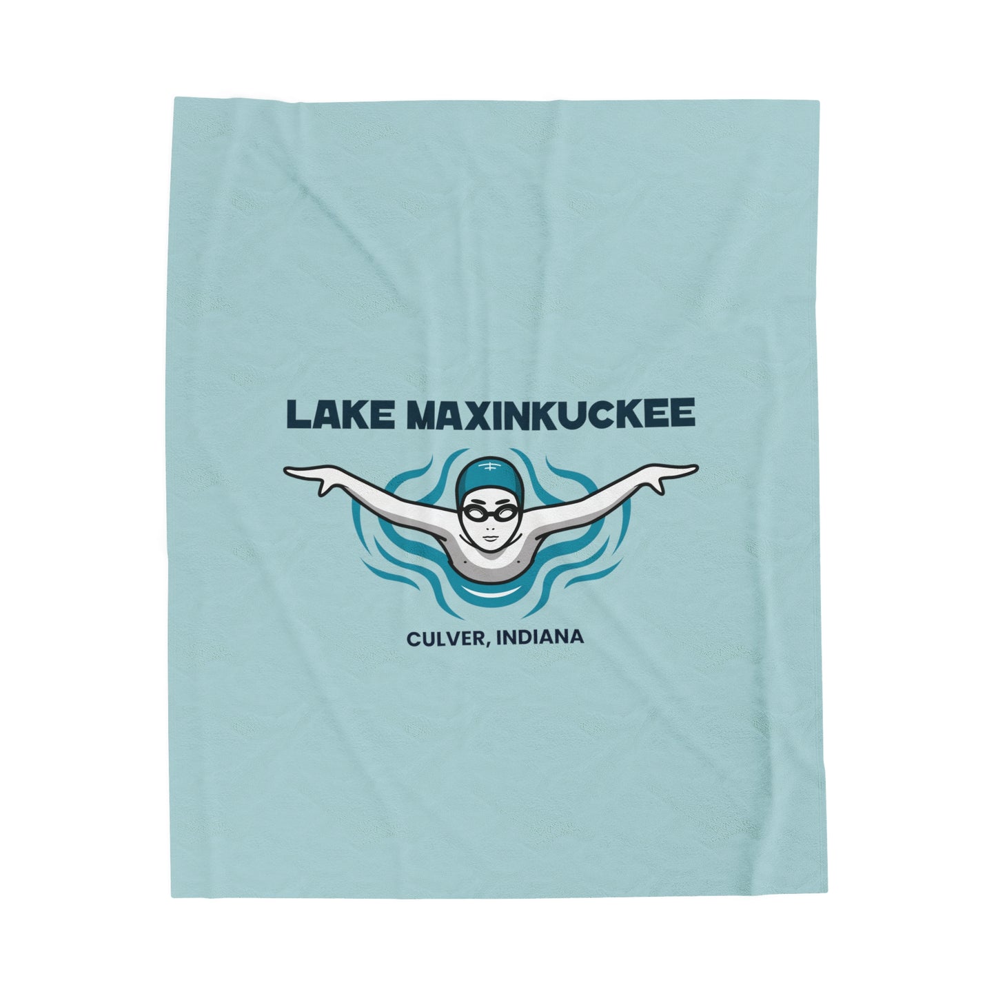 Lake Life Lake Maxinkuckee Culver Indiana Swimmer Graphic Velveteen Plush Blanket