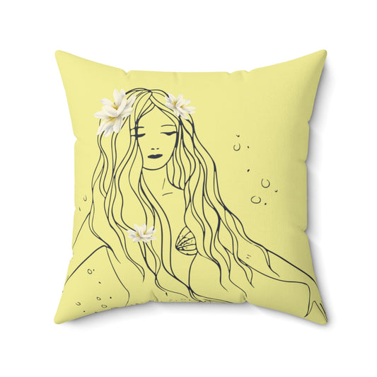 Chillax at Lake Max Drifter Mermaid (SUN) Spun Polyester Square Pillow