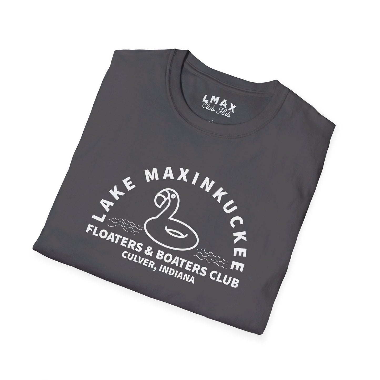 Lake Maxinkuckee Floaters & Boaters White Print Unisex Softstyle T-Shirt