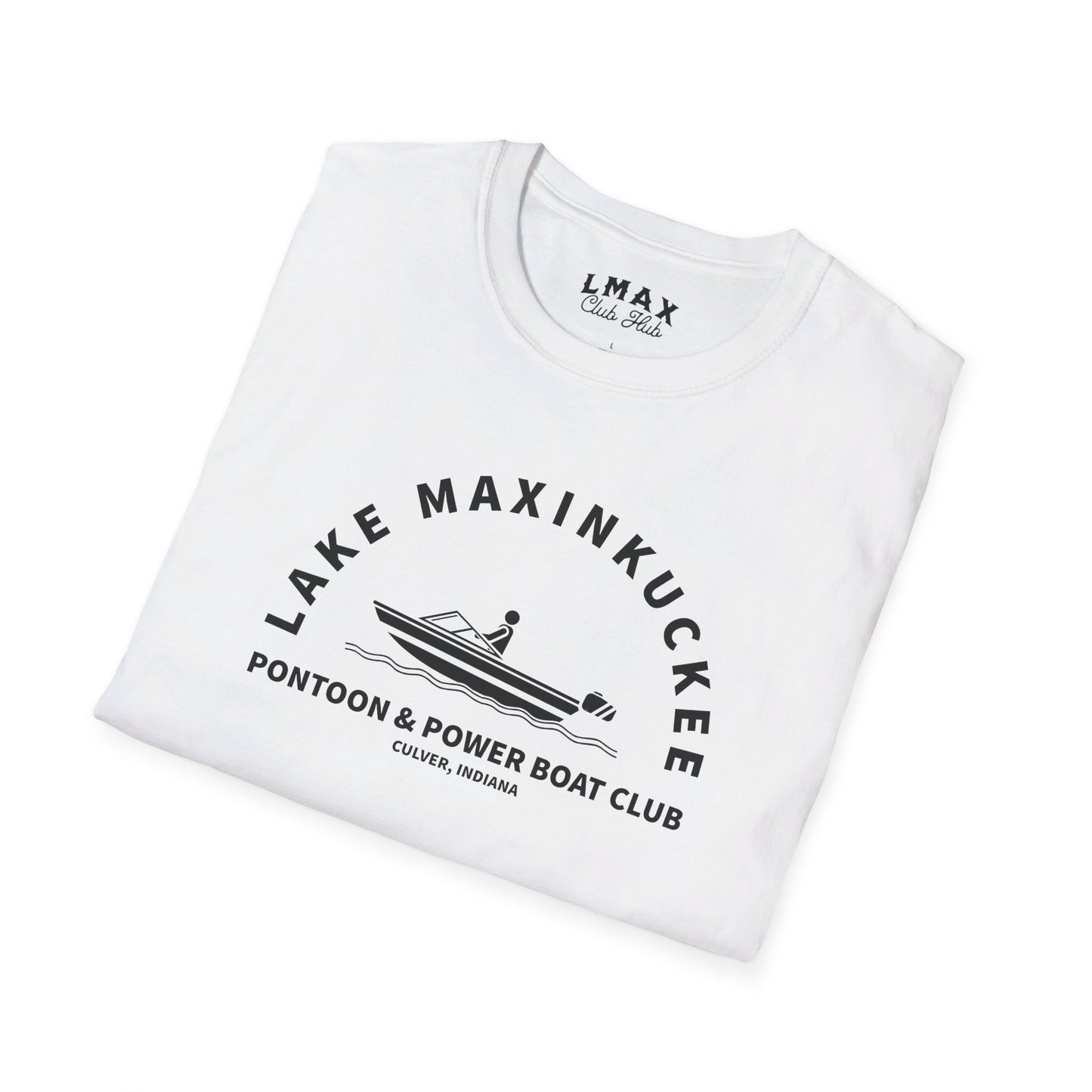 Lake Maxinkuckee Pontoon & Power Boat Club Black Print Unisex Softstyle T-Shirt