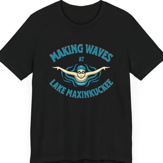 Lake Maxinkuckee Making Waves Unisex T-Shirt in black