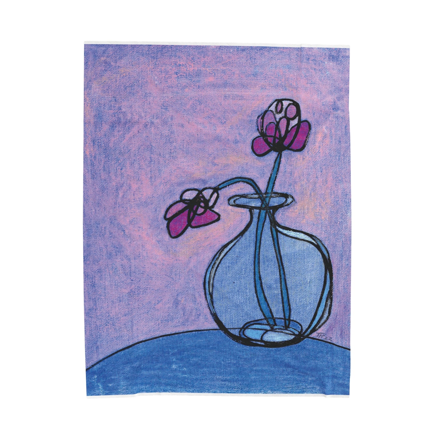 graphic of abstract flowers in glass vase