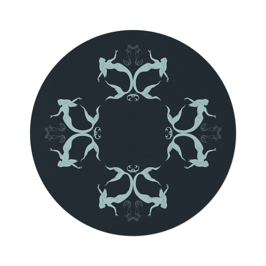 Mermaid Silhouettes (TWINSIES) Round Rug