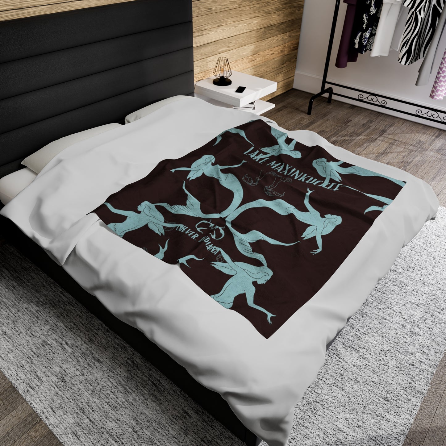 Mermaids in Silhouette (TWINSIES) Velveteen Plush Blanket