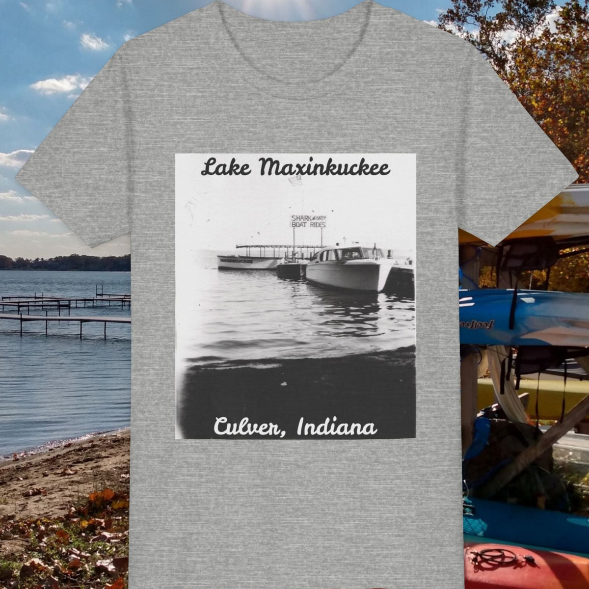 Lake Maxinkuckee Culver Indiana Speed Boat Rides Youth Short Sleeve Tee in athletic heather