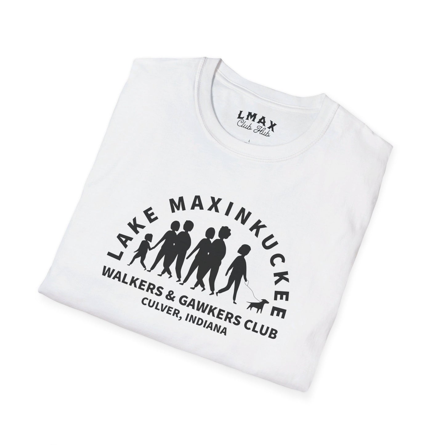 Lake Maxinkuckee Walkers & Gawkers Club Black print Unisex Softstyle T-Shirt