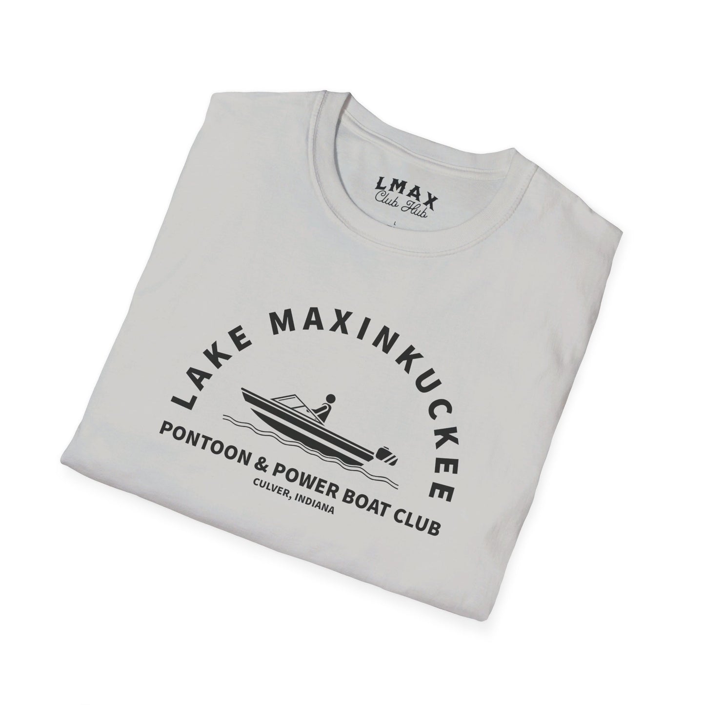 Lake Maxinkuckee Pontoon & Power Boat Club Black Print Unisex Softstyle T-Shirt