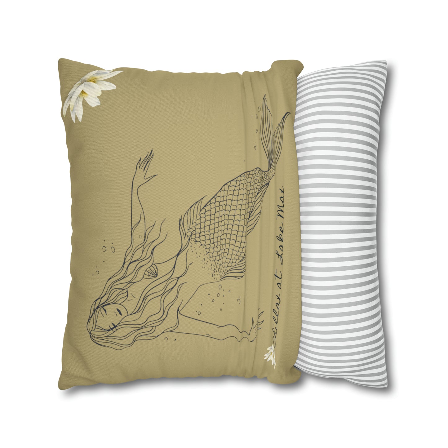 Chillax at Lake Max Drifter Mermaid (SAND) Spun Polyester Square Pillow Case