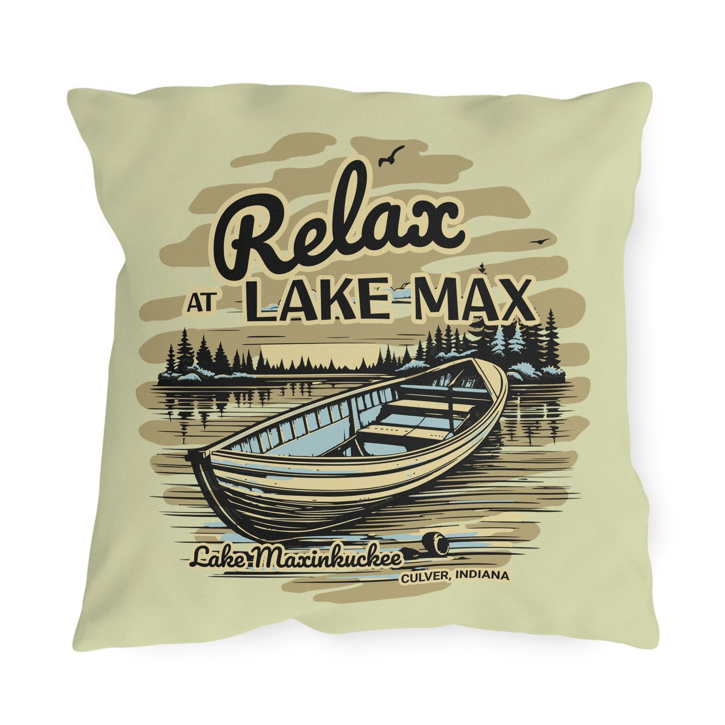 Relax at Lake Max (PEBBLE) Outdoor Pillow