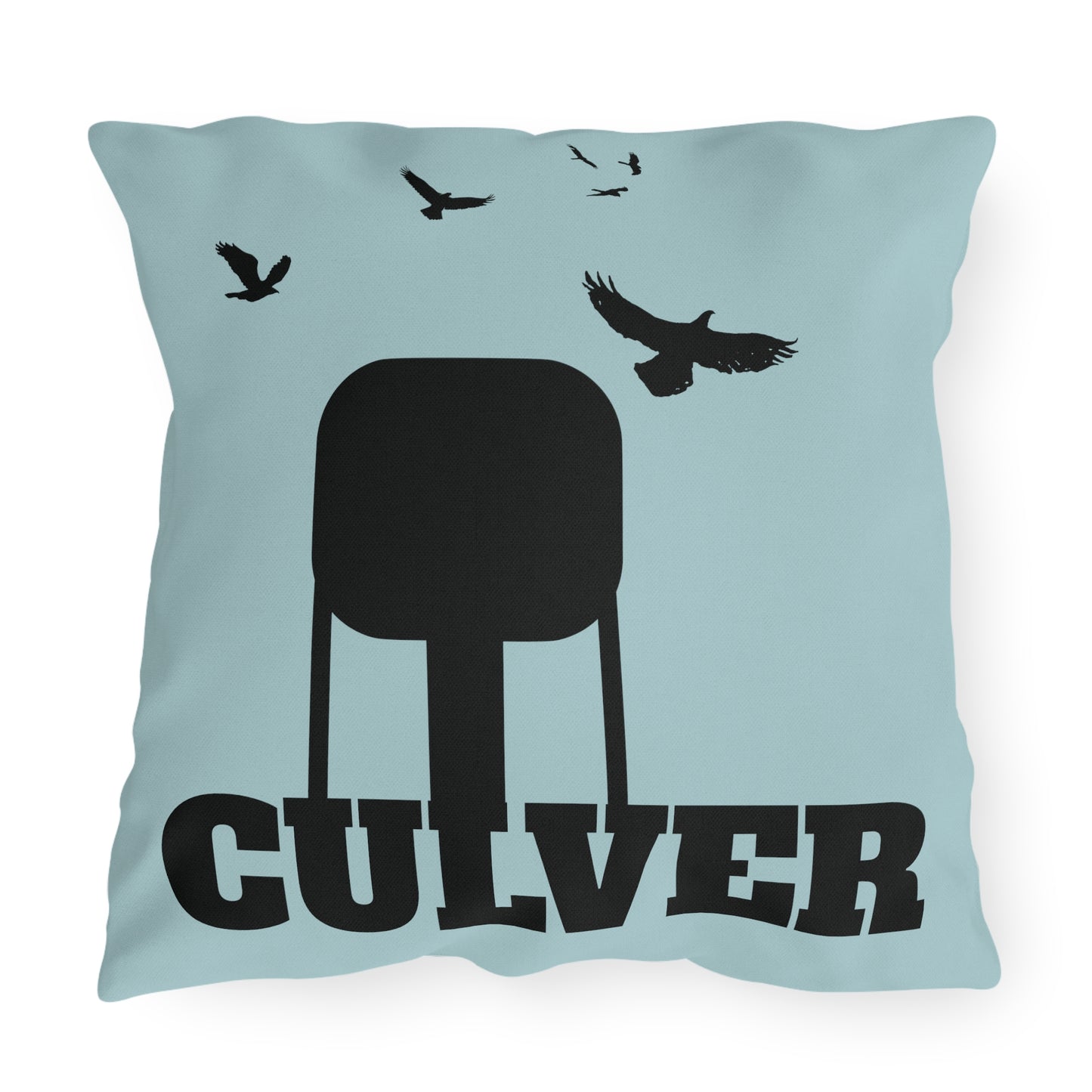 Culver Water Tower Turkey Vultures Outdoor Pillow