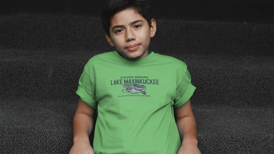 Lake Maxinkuckee What's in There graphic Kids Heavy Cotton™ Tee